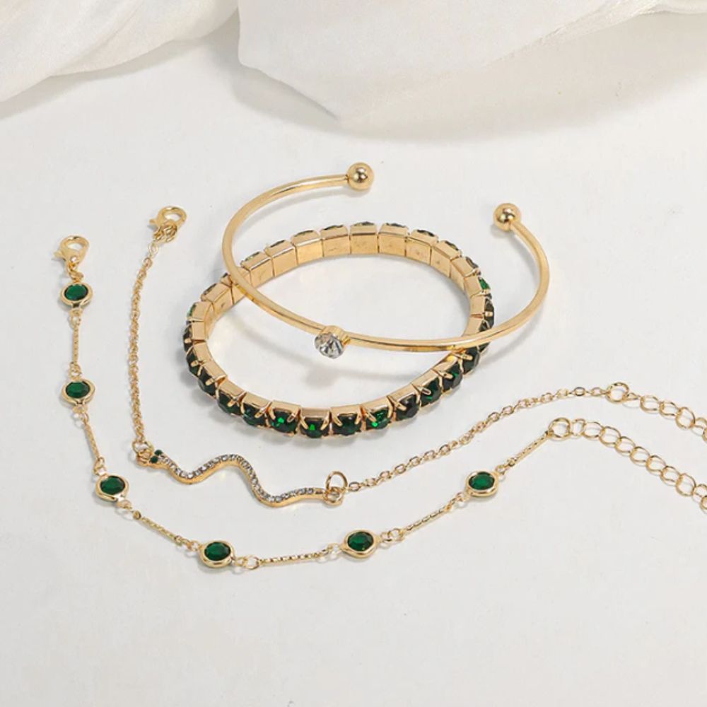 Kalliope — Green Gemstone Bracelet Set