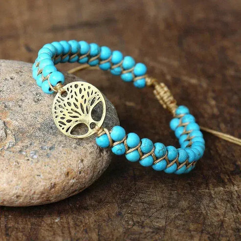 Handcrafted Tree of Life Bracelet with Turquoise Stone