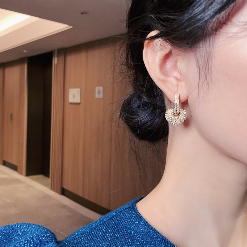 Dulcie — Heart Pearl Earrings