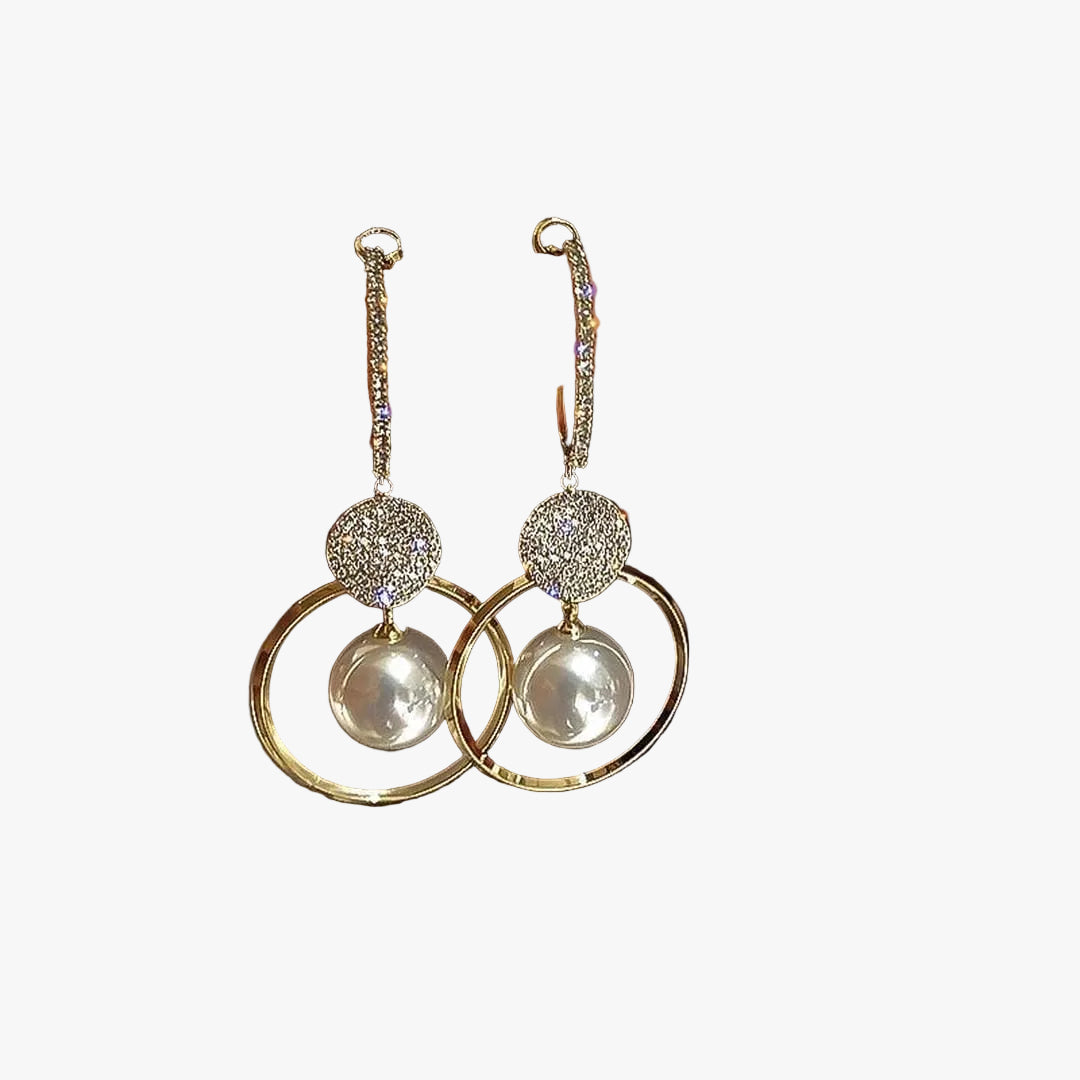 Gianna — Freshwater Pearl & Sparkle Ball Earrings
