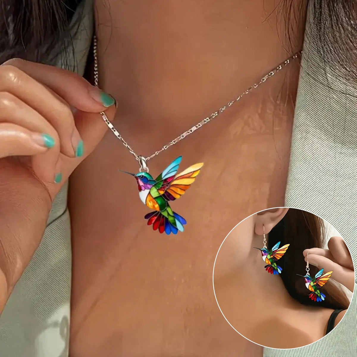 Kenzie — Beautiful Hummingbird Necklace with Bonus Earrings