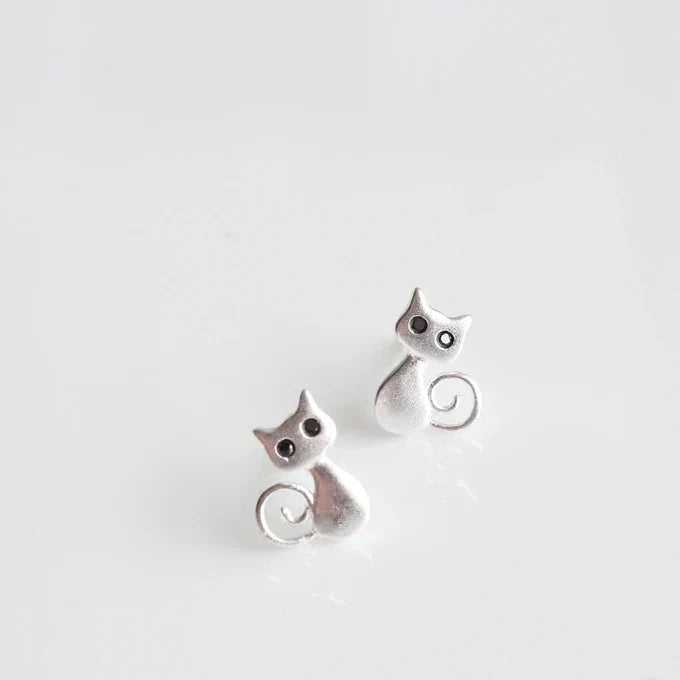 Vienna — Silver Cat Stud Earrings