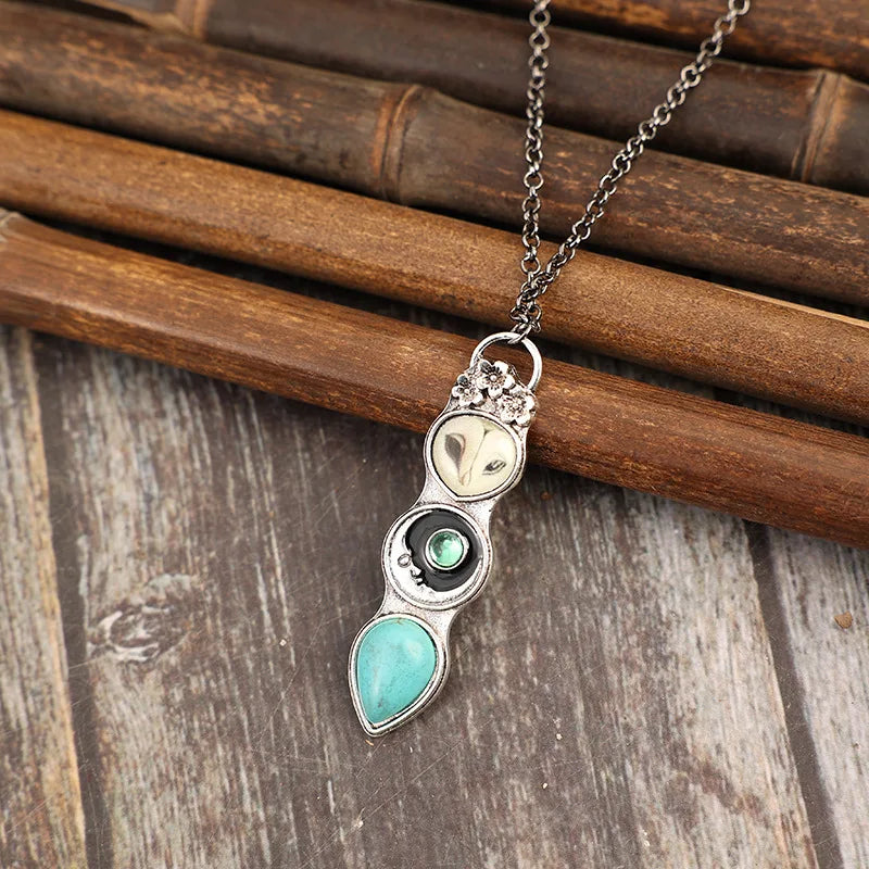 Elle — Turquoise Owl Wisdom Bar Necklace