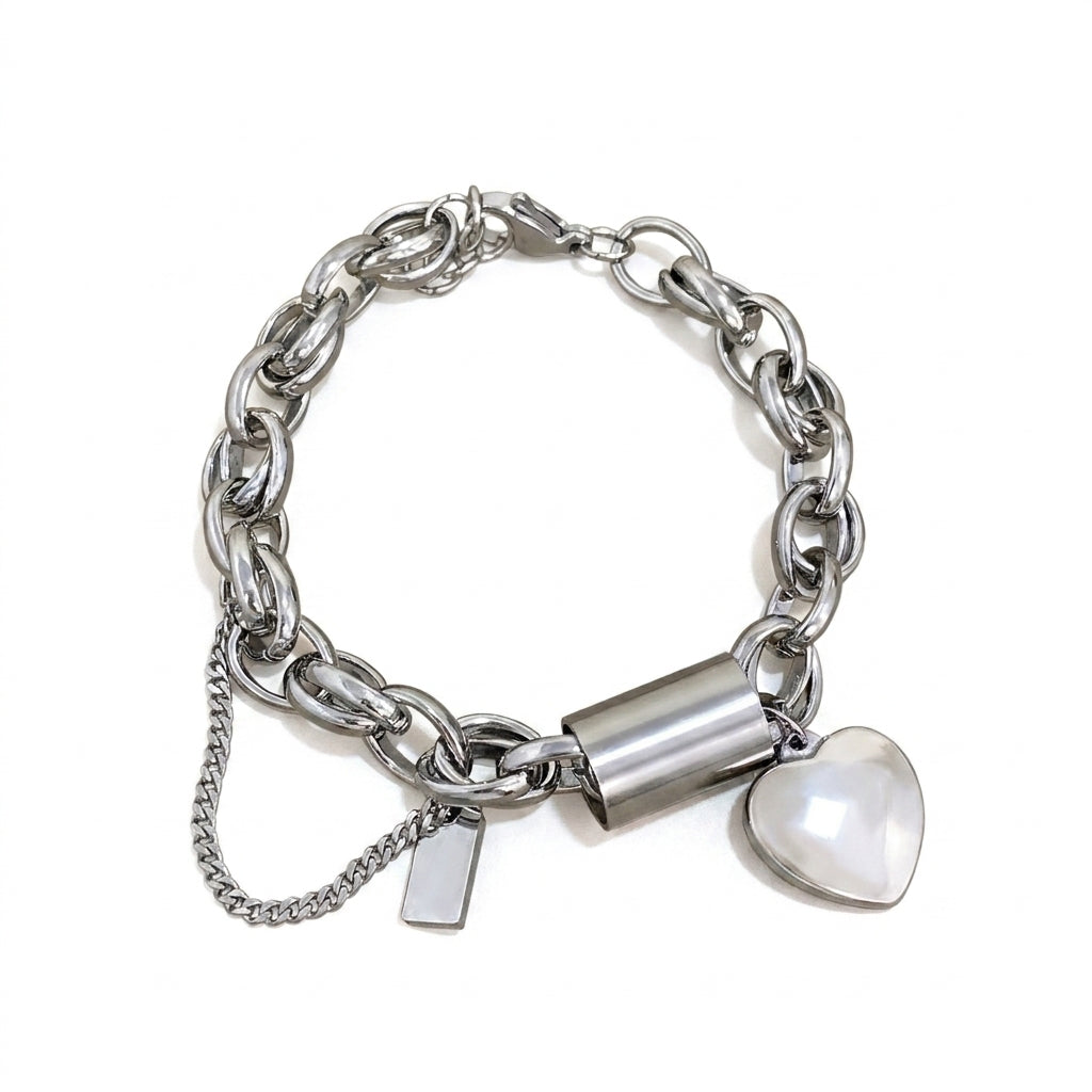 Thick Heart Bracelet | Gold