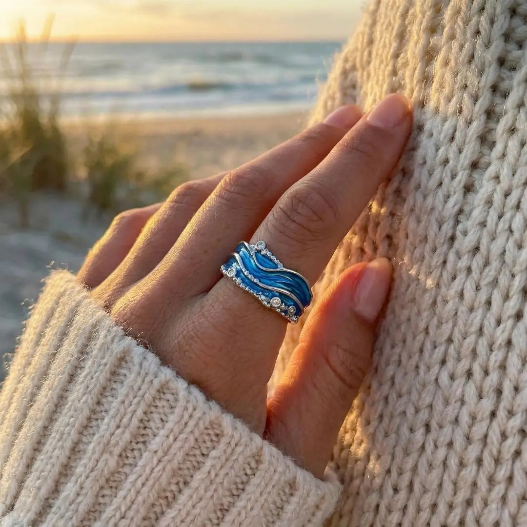 Viviana — Blue Wave Zirconia Ring