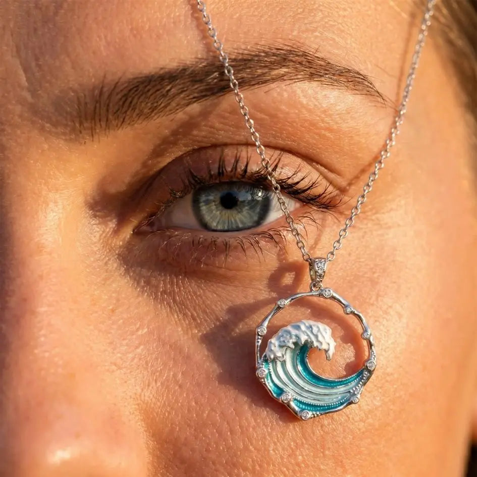 Maren — Rising Wave Enamel Pendant Necklace