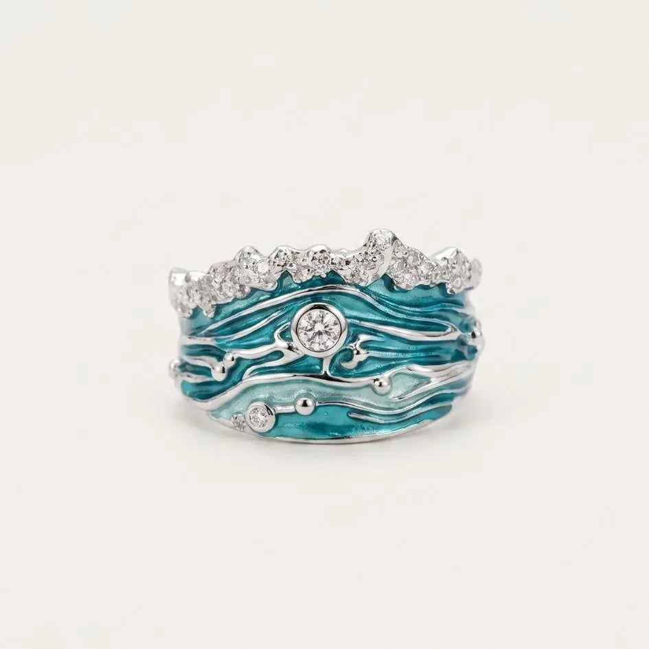 Calla — Deep Blue Bay Enamel Ring