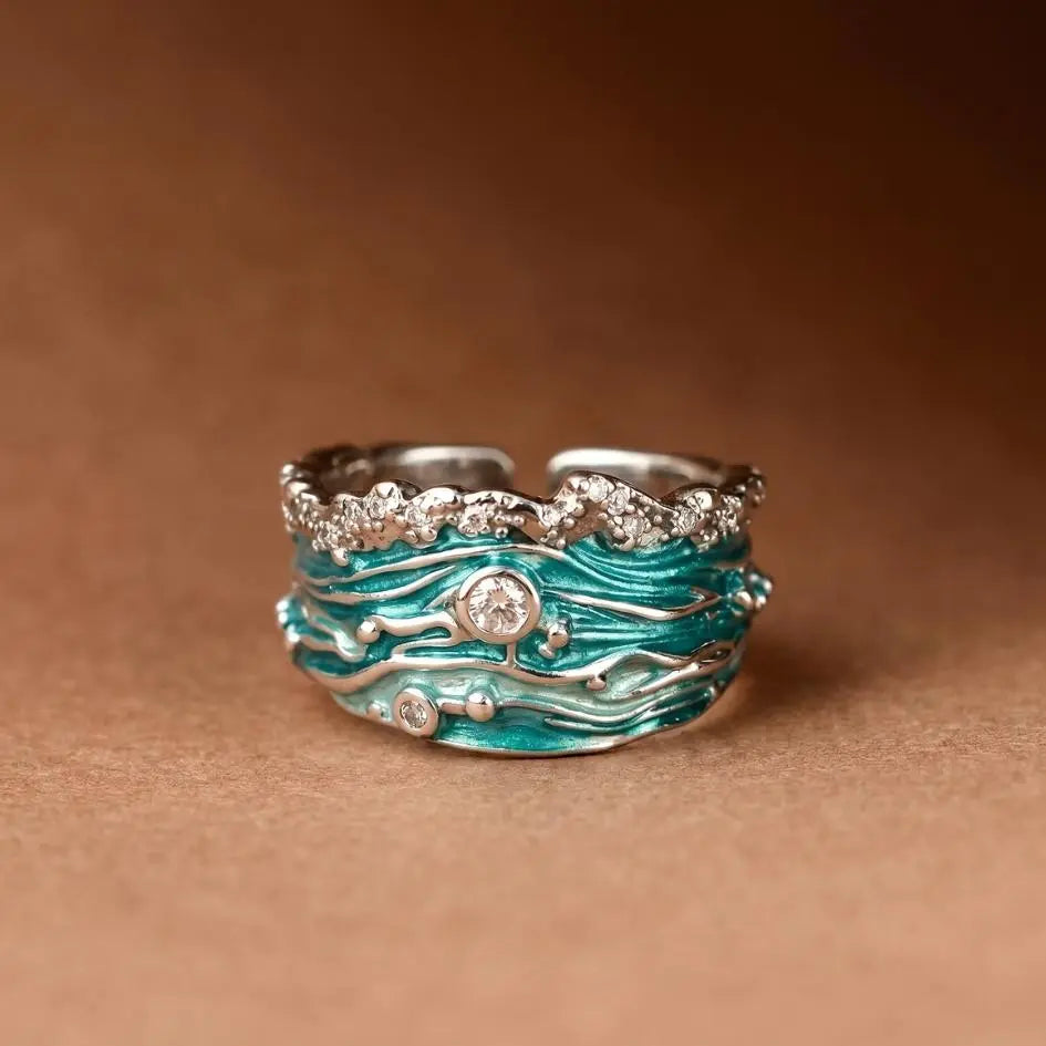 Calla — Deep Blue Bay Enamel Ring