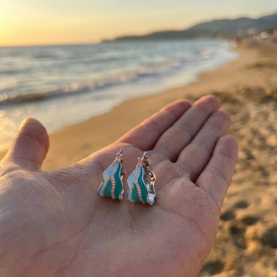 Francesca — Sea Wave Enamel Earrings