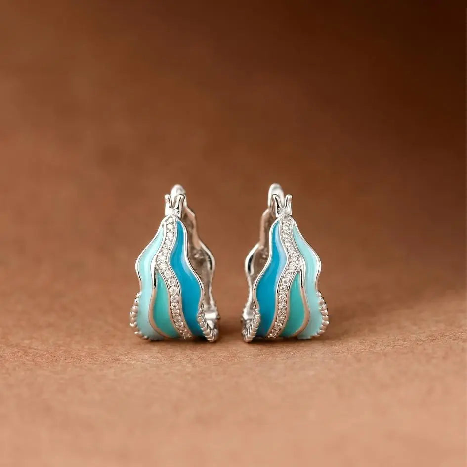 Francesca — Sea Wave Enamel Earrings