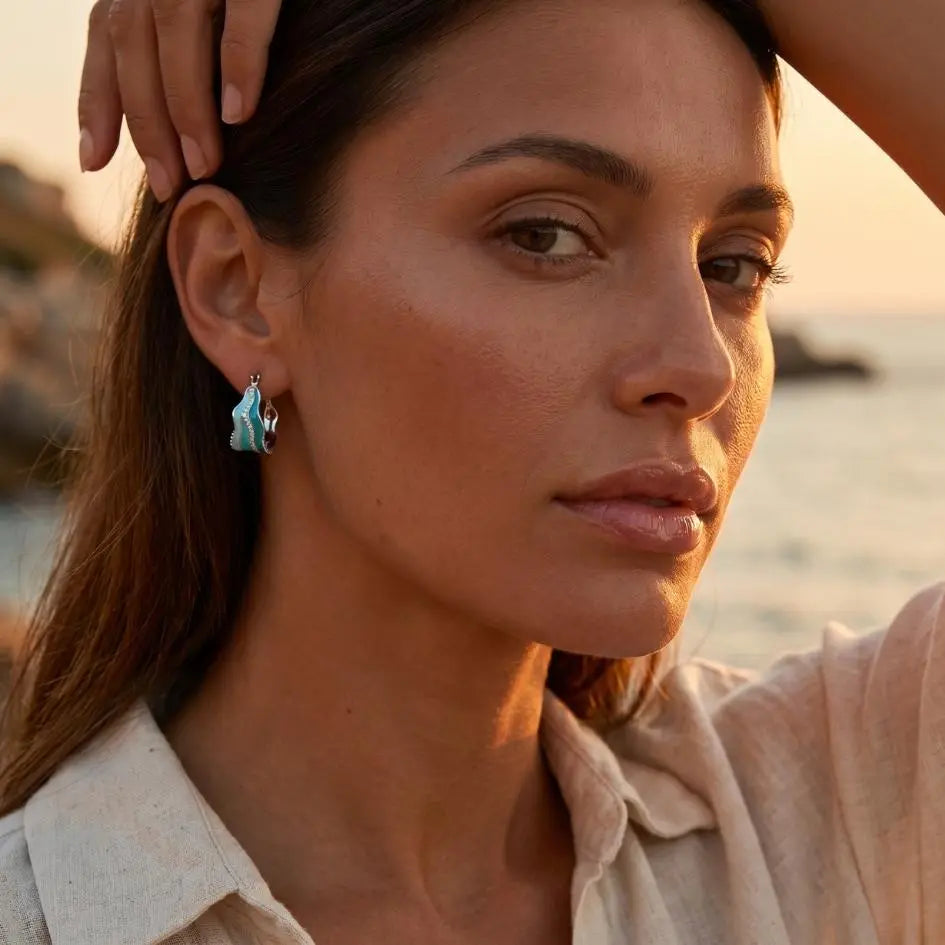 Francesca — Sea Wave Enamel Earrings