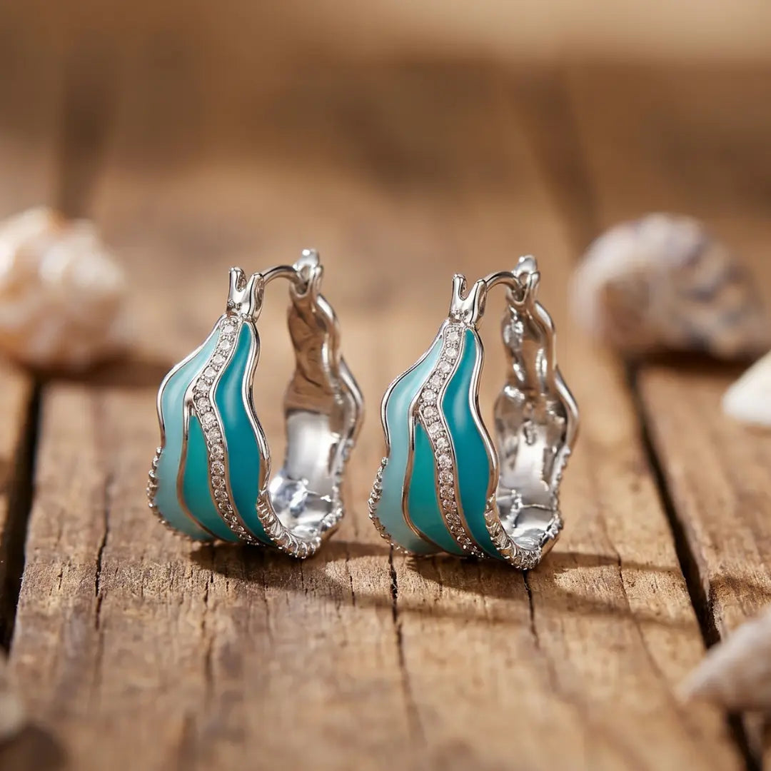 Francesca — Sea Wave Enamel Earrings