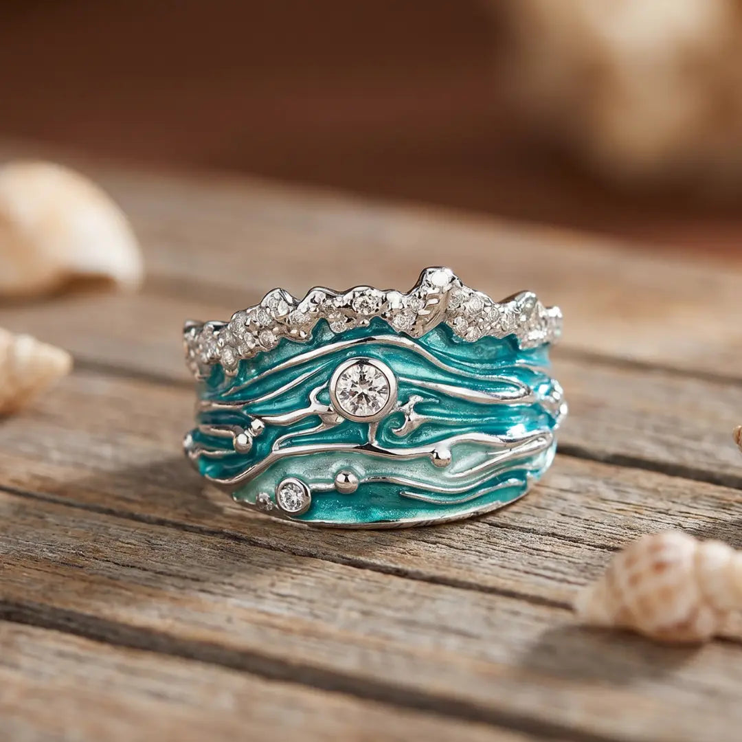 Calla — Deep Blue Bay Enamel Ring