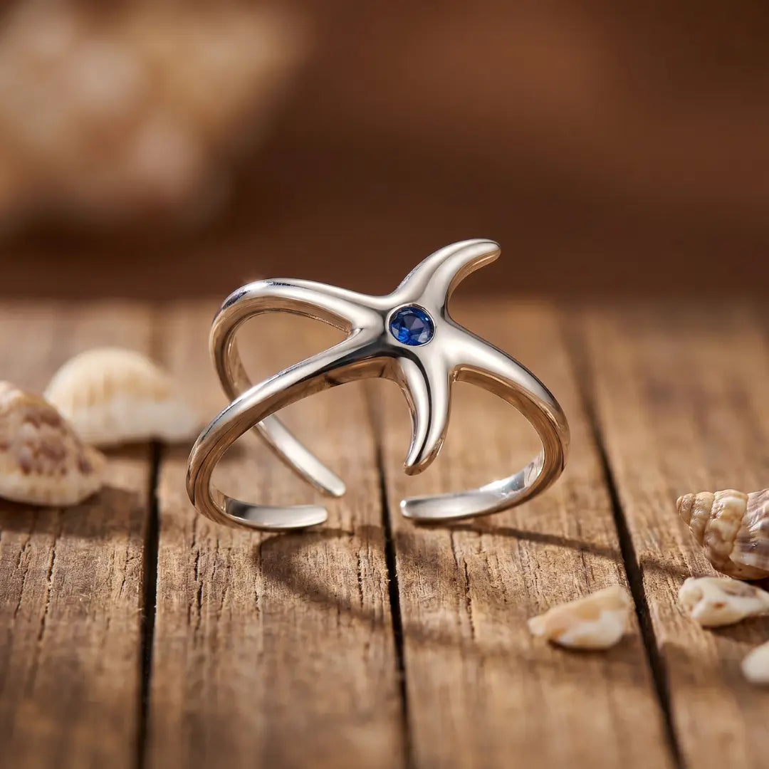 Melina — Starfish Blue Stone Open Ring