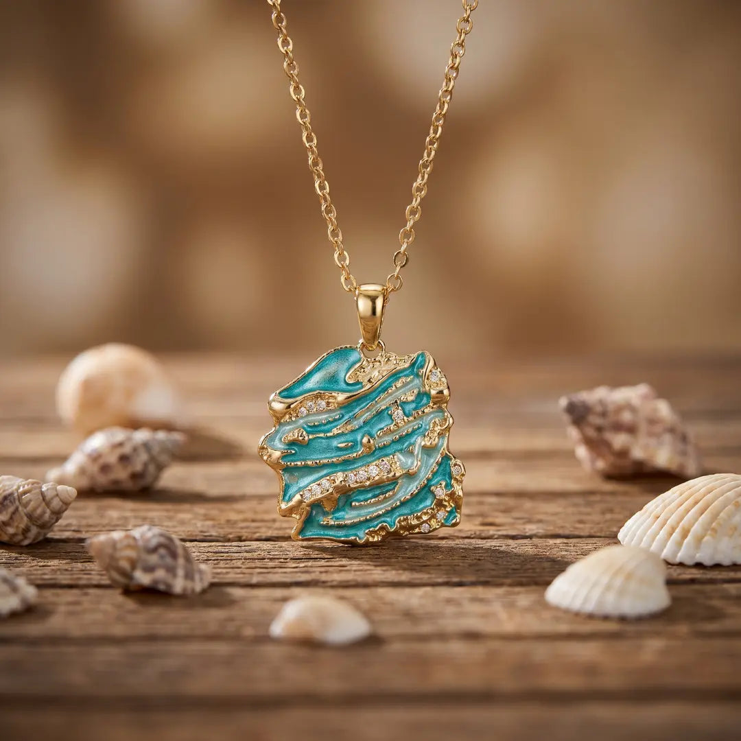 Daniela — Lagoon Drop Enamel Pendant Necklace