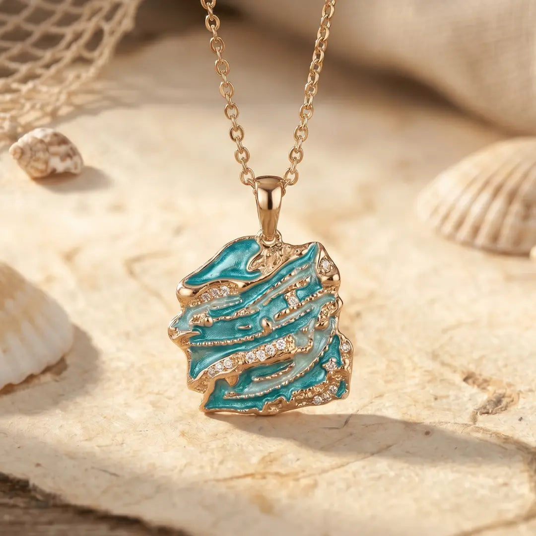Daniela — Lagoon Drop Enamel Pendant Necklace