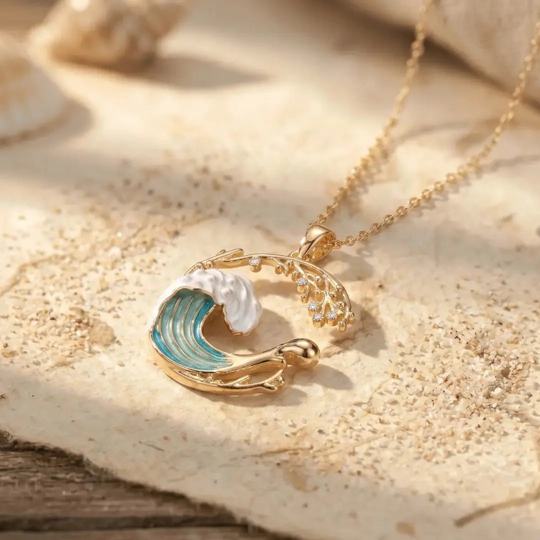 Teodora — Wave Crest Enamel Pendant Necklace