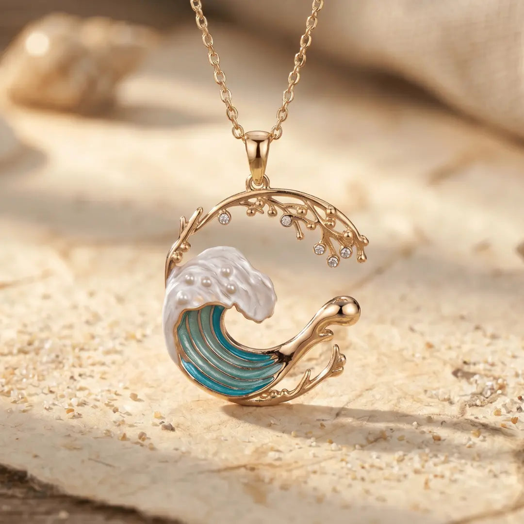 Teodora — Wave Crest Enamel Pendant Necklace