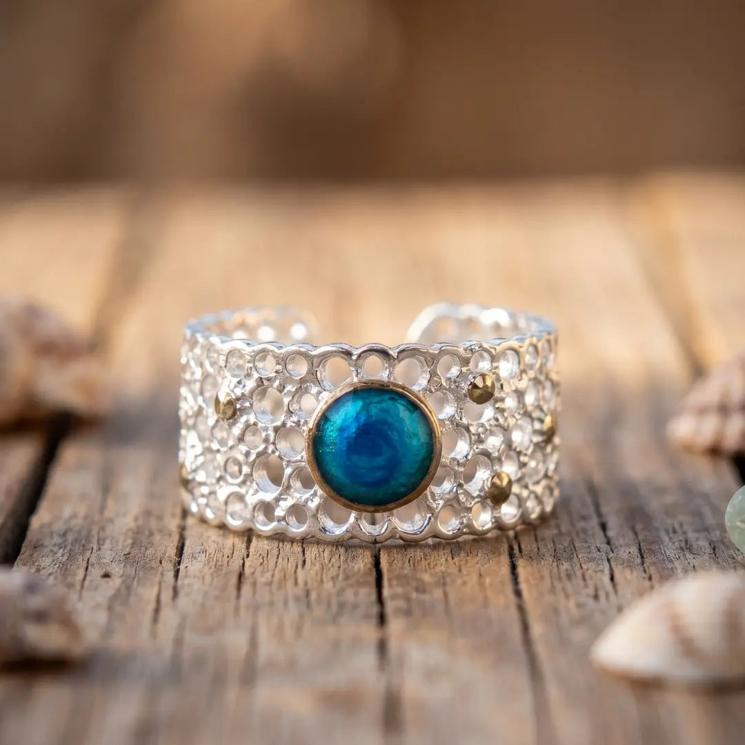 Elena — Deep Sea Enamel Statement Ring