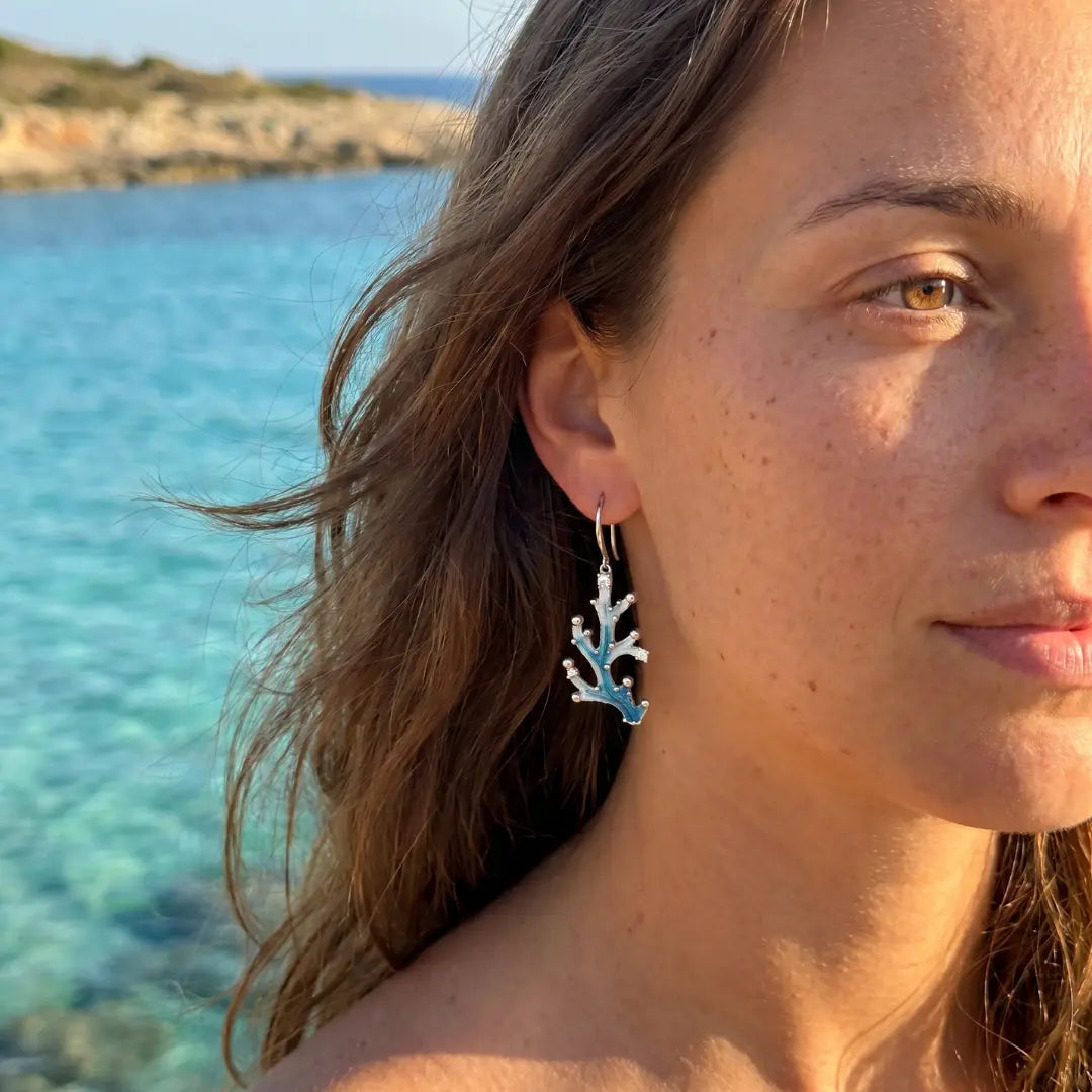 Nerina — Coral Bloom Enamel Drop Earrings