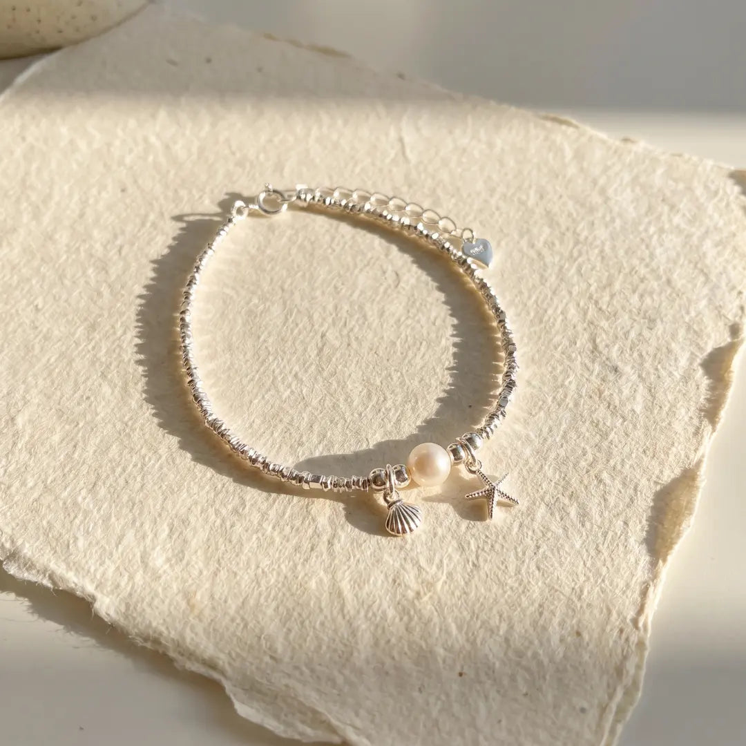 Elisa — Pearl, Shell & Starfish Charm Bracelet