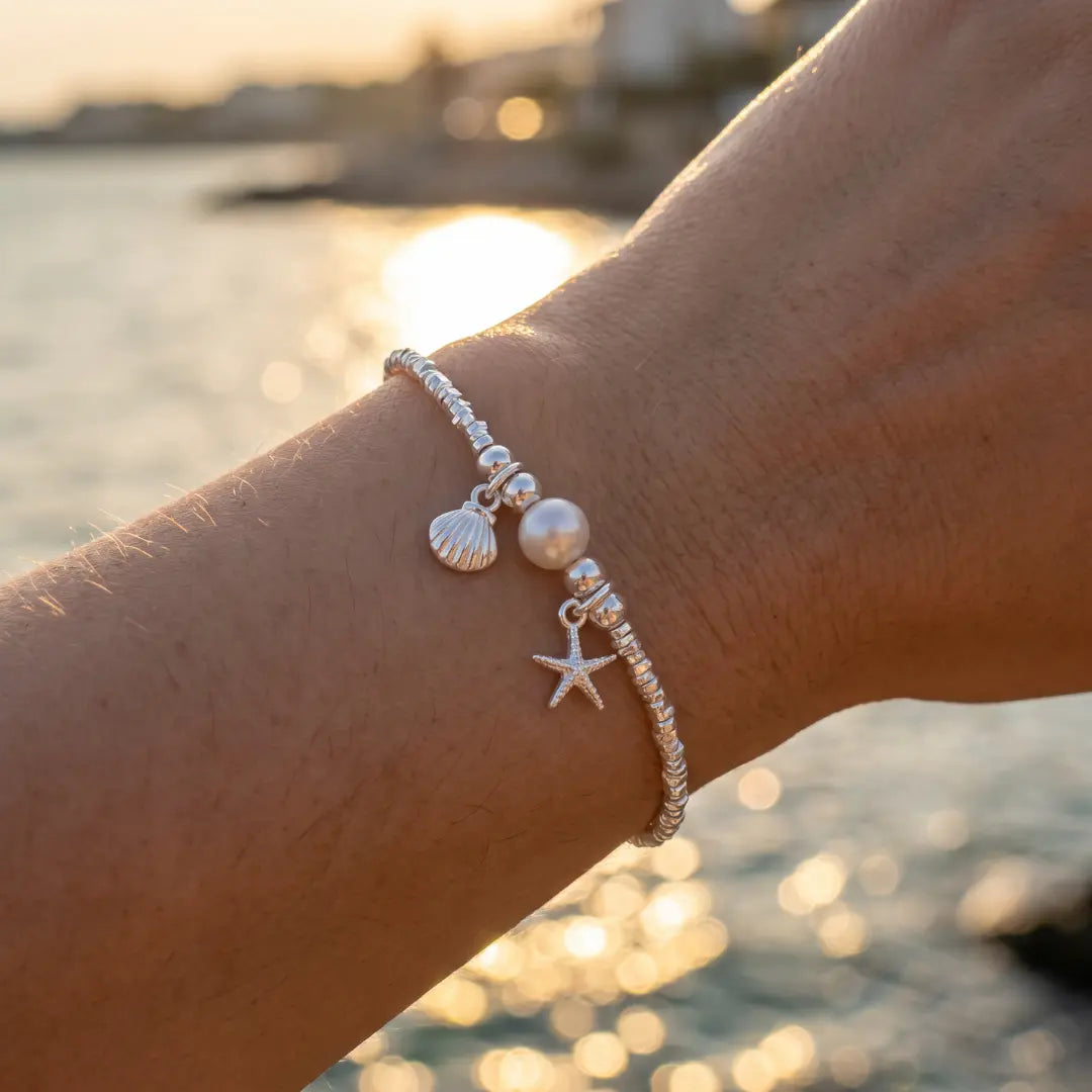 Elisa — Pearl, Shell & Starfish Charm Bracelet