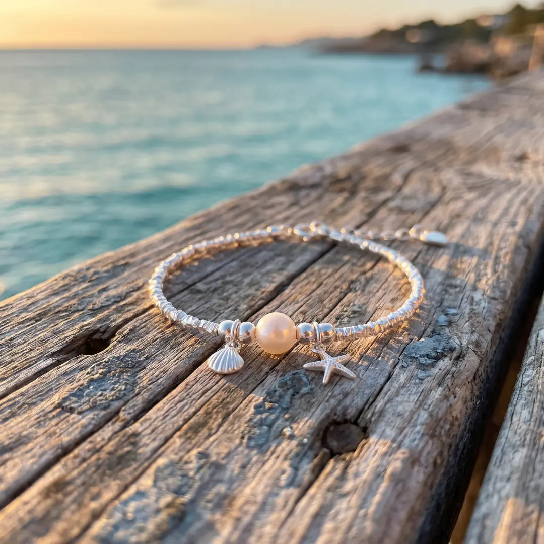 Elisa — Pearl, Shell & Starfish Charm Bracelet