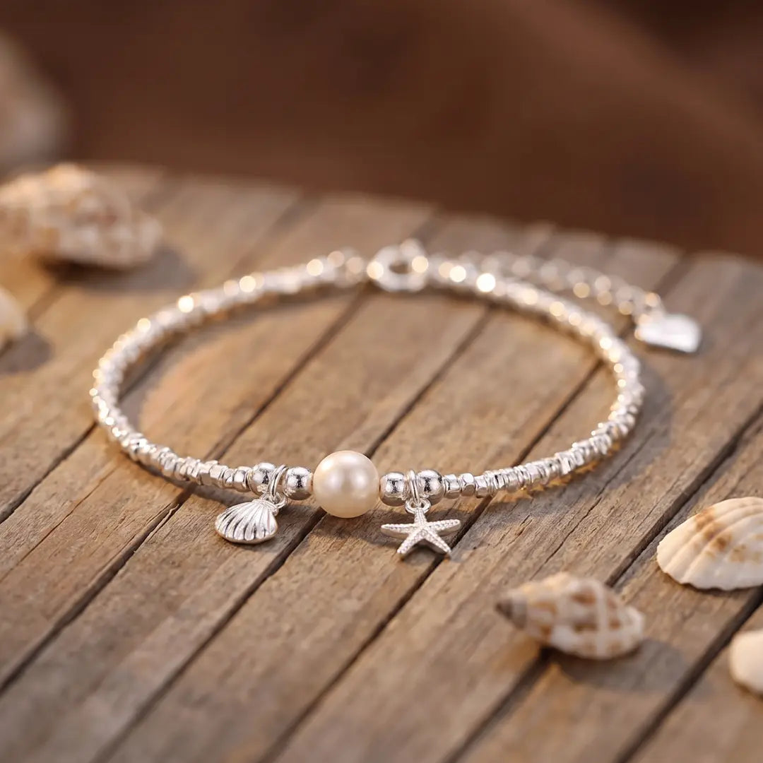 Elisa — Pearl, Shell & Starfish Charm Bracelet