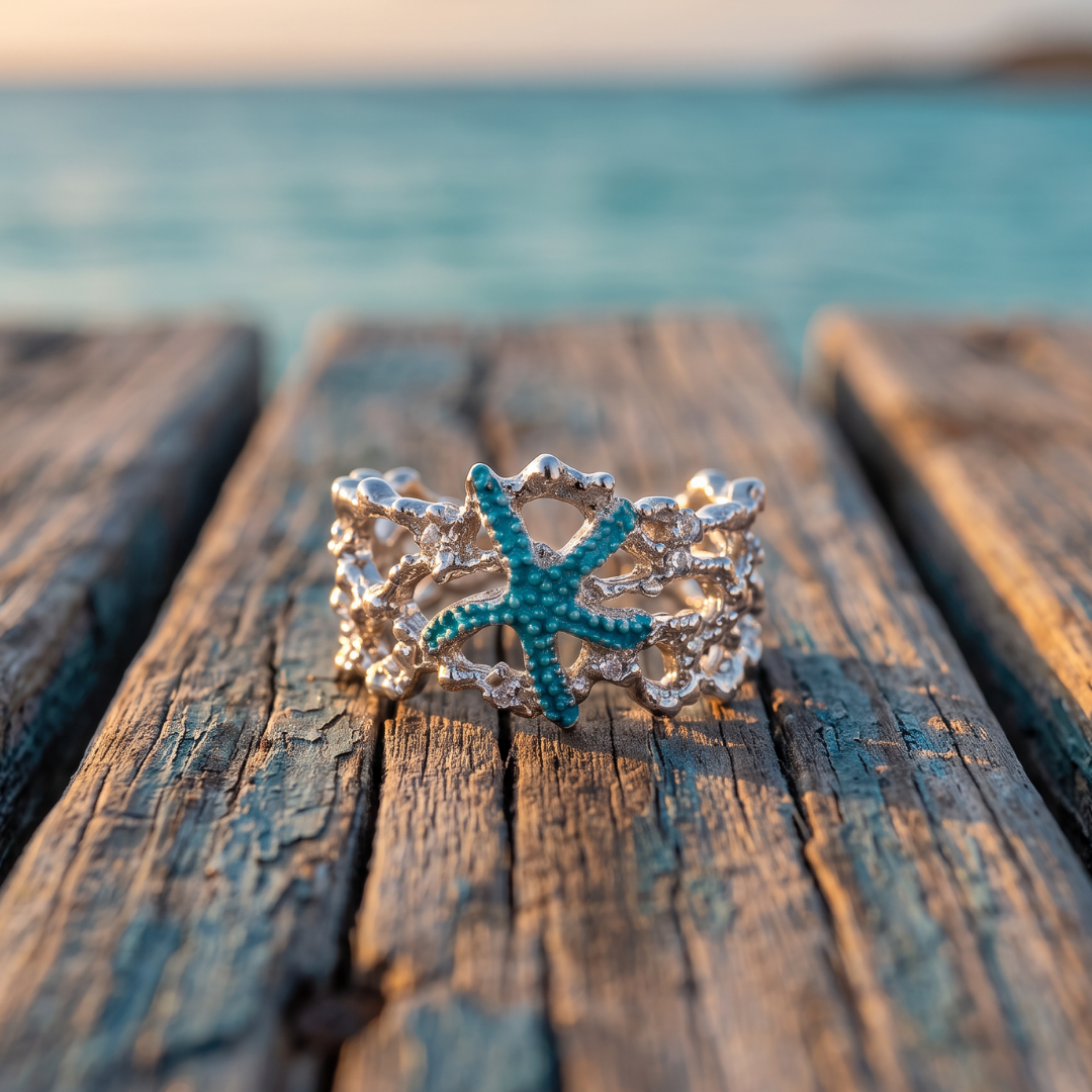 Oceana — Turquoise Starfish Adjustable Ring