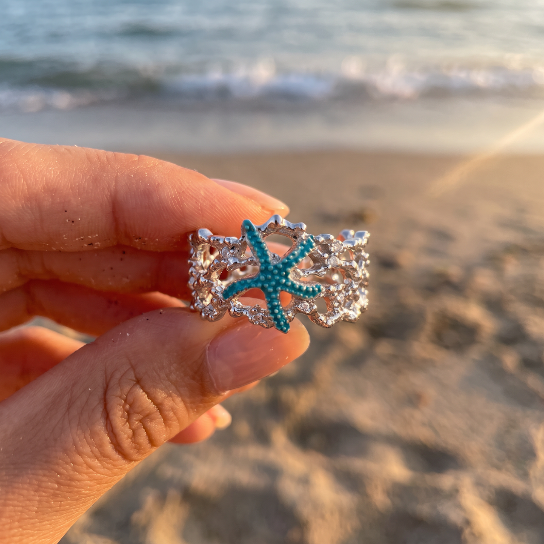 Oceana — Turquoise Starfish Adjustable Ring