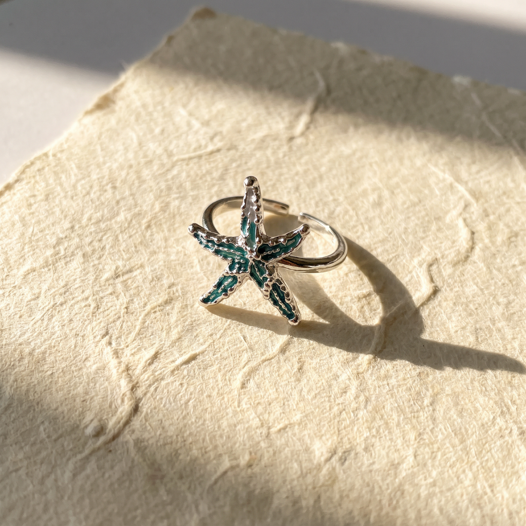 Coralie — Starfish Enamel Adjustable Ring