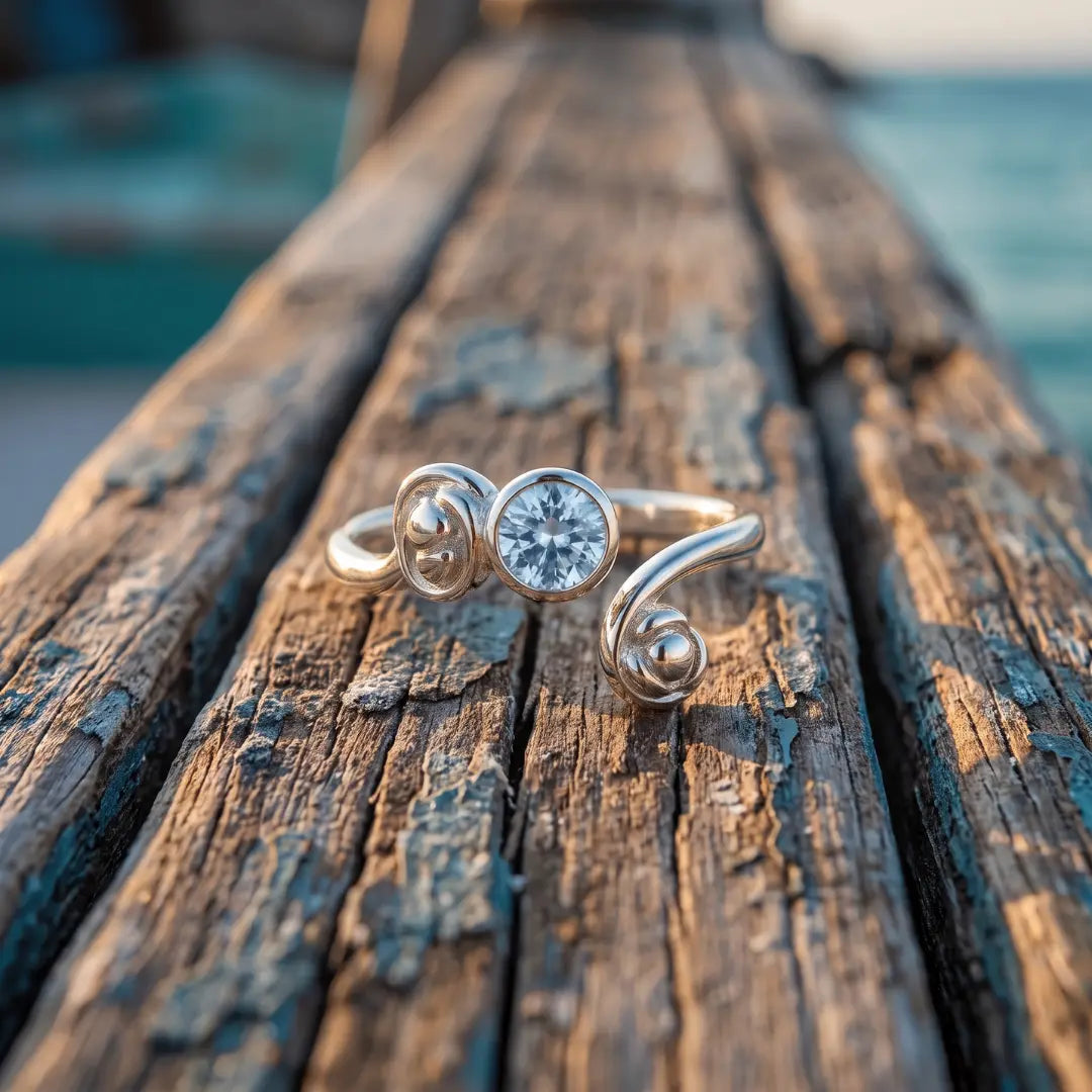 Oriana — Open Wave Zirconia Ring