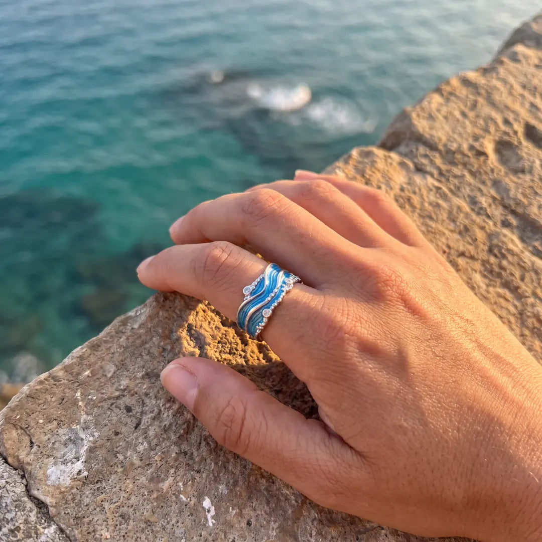 Viviana — Blue Wave Zirconia Ring