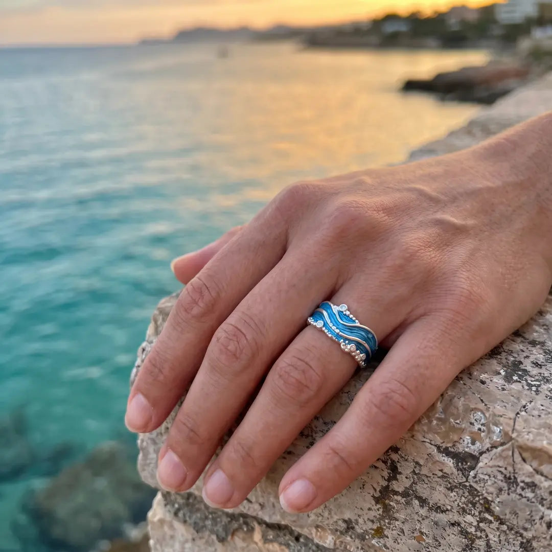 Viviana — Blue Wave Zirconia Ring
