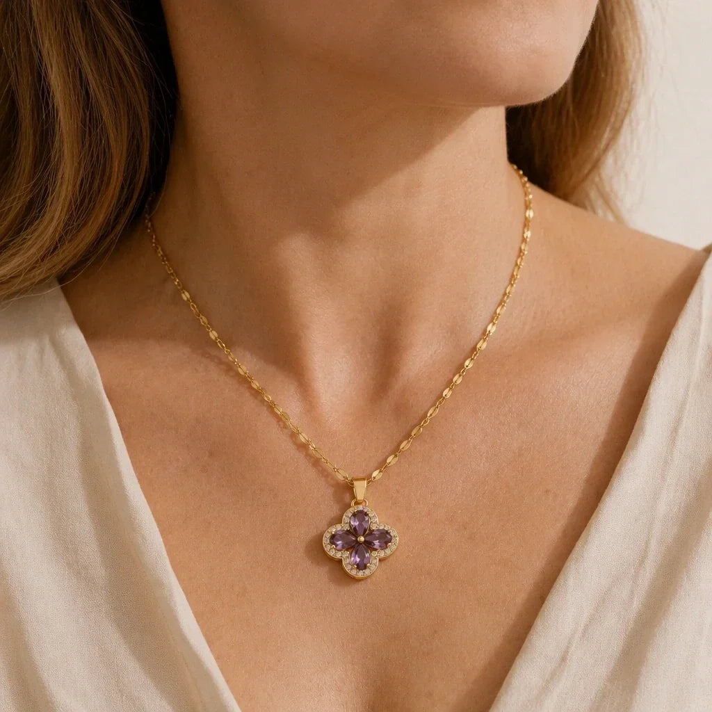 CF Component — Amethyst Clover Necklace