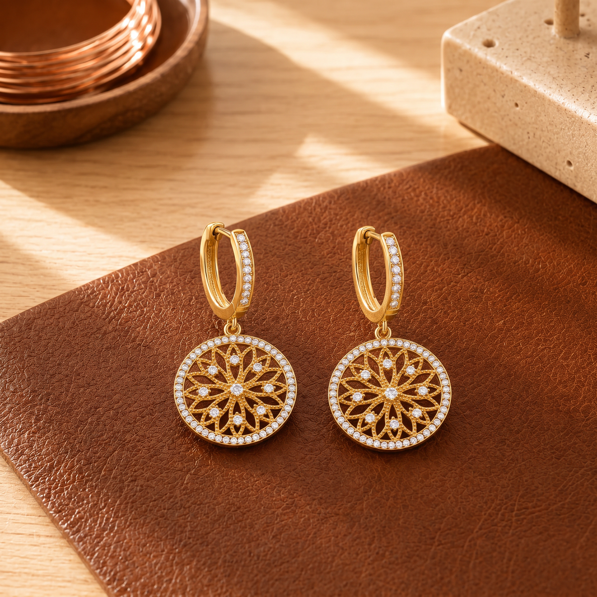 Junie — Mandala Copper Earrings