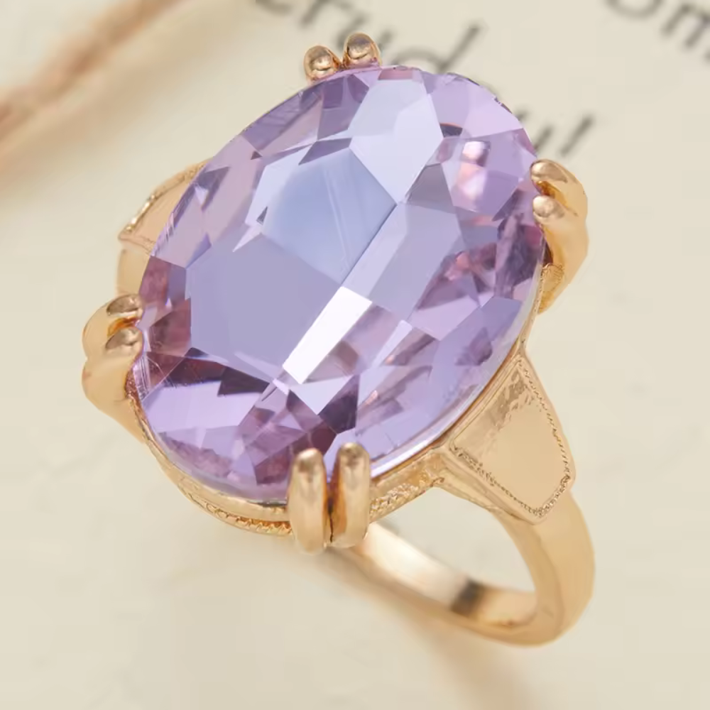 Satu — Minimalist Oval Purple Stone Ring