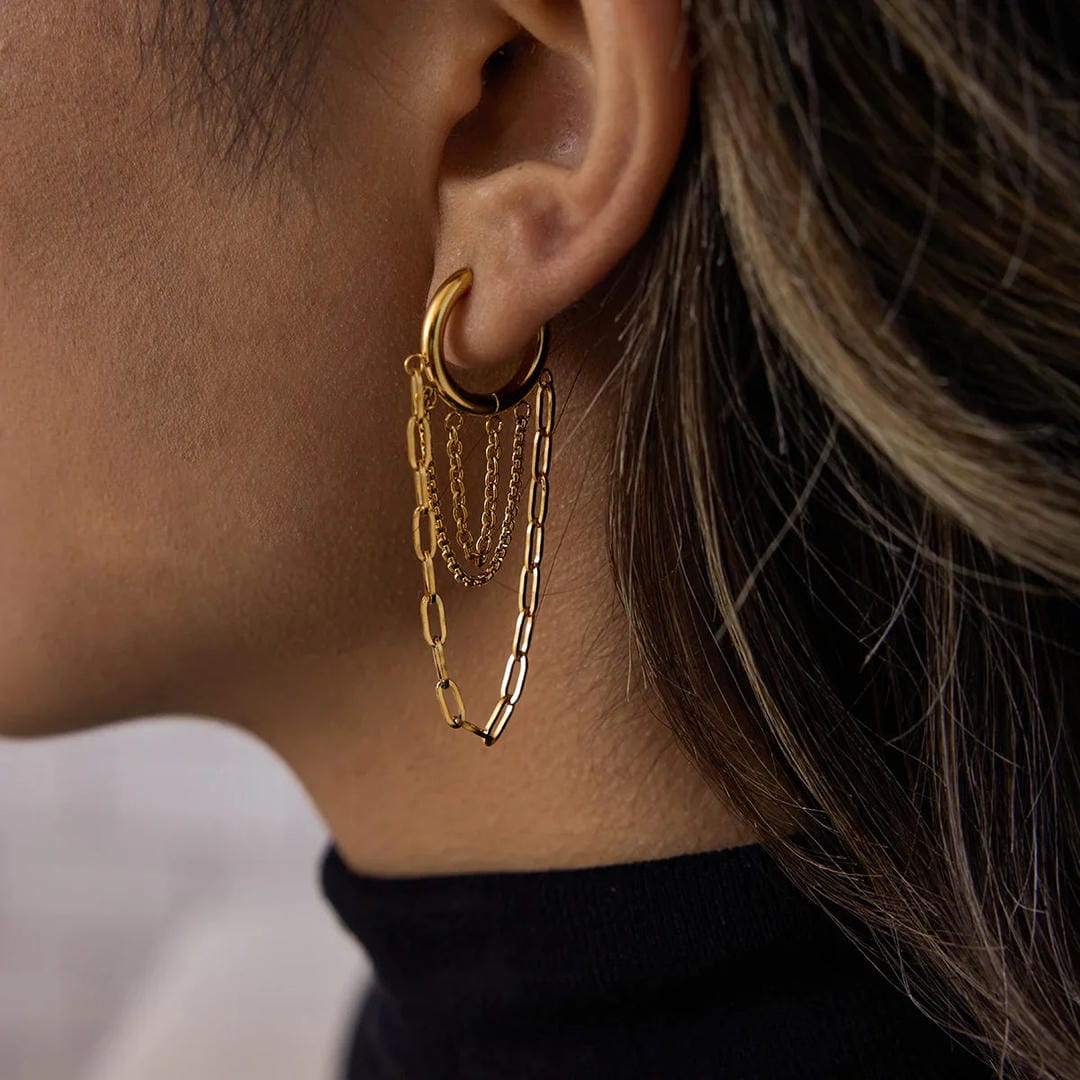 Minnie — Gleaming Chain Hoop Earrings
