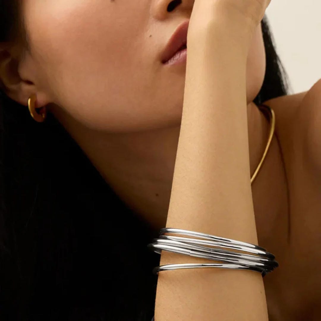 Nora — Dazzling Stackable Gold Bangle Set
