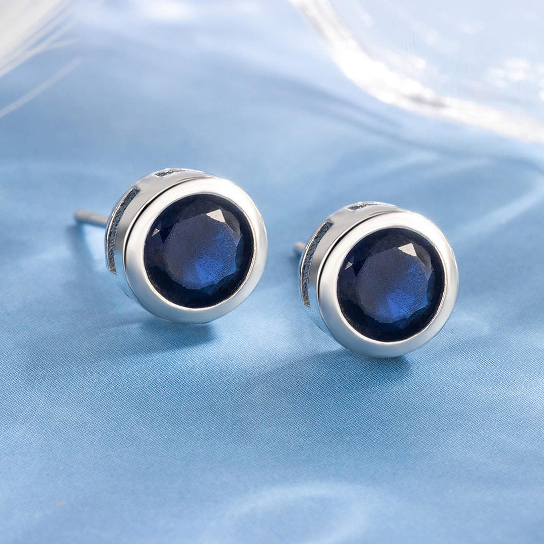 Kamila — Sapphire Bezel Stud Earrings