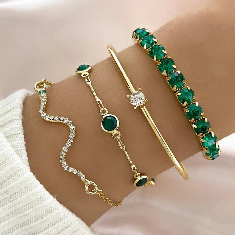 Lumi — Green Stone Bracelet Set