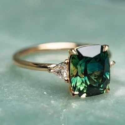 Celia — Vintage-Inspired Green Gemstone Gold Ring