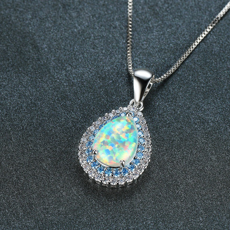 Heidi — Boho Egg-Shaped Aquamarine Pendant Necklace