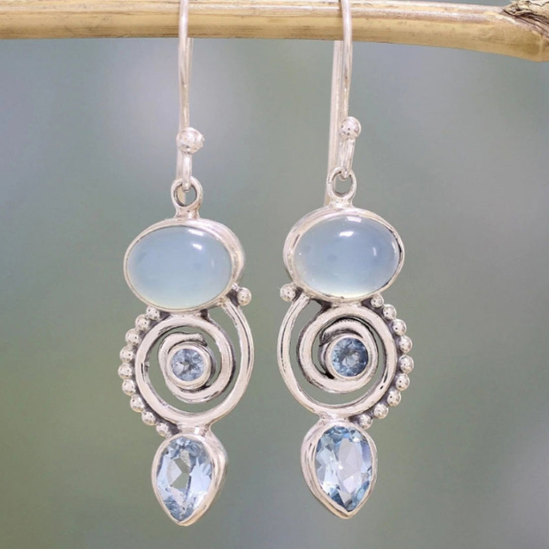 Carol — Vintage Silver Moonstone Earrings