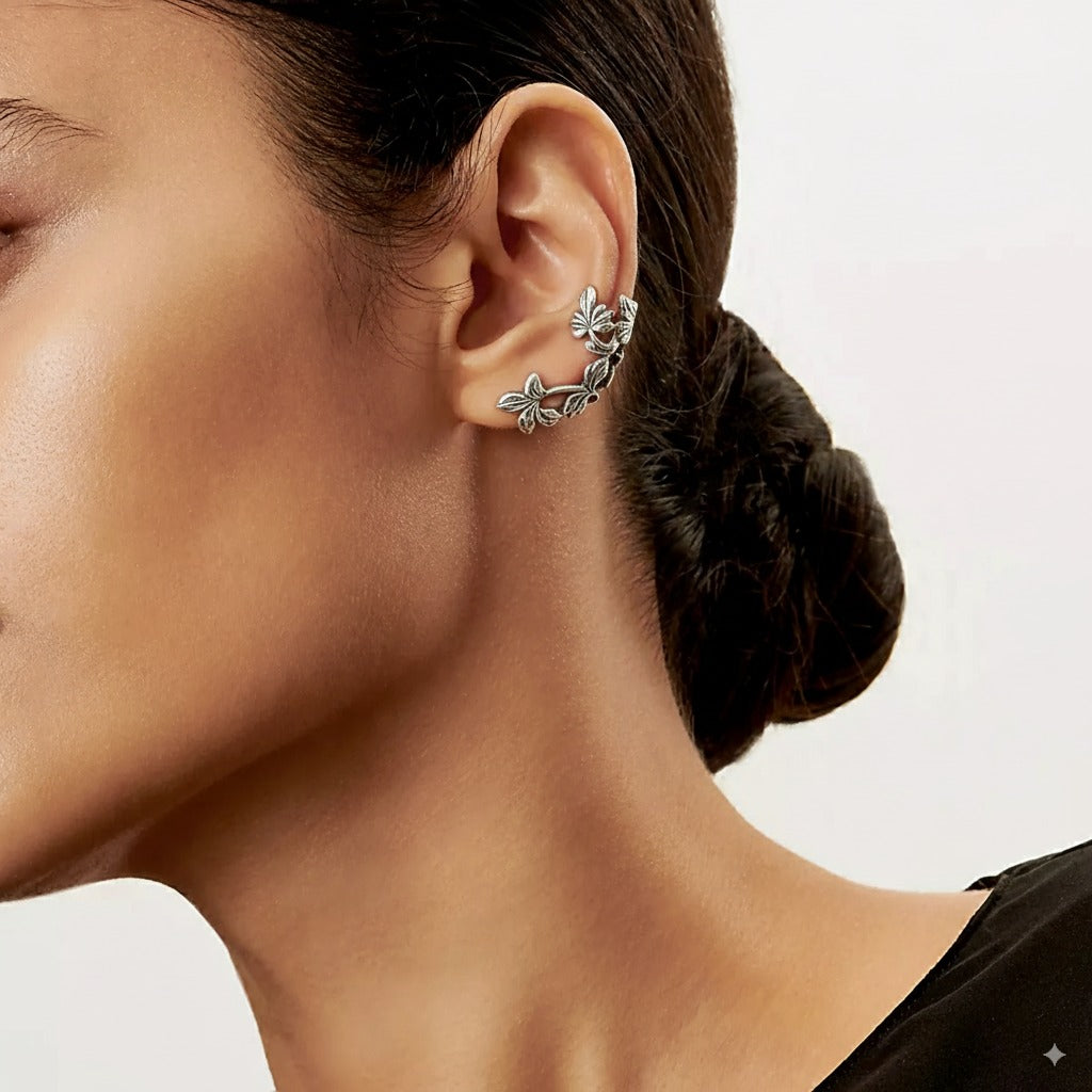 Brenda — Vintage Silver Leaf Earrings