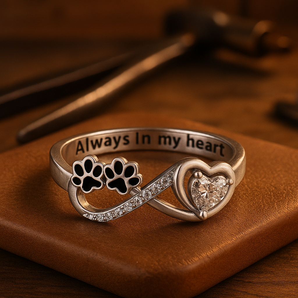 Eden — Zirconia Paw Ring with Heart and Infinity Design