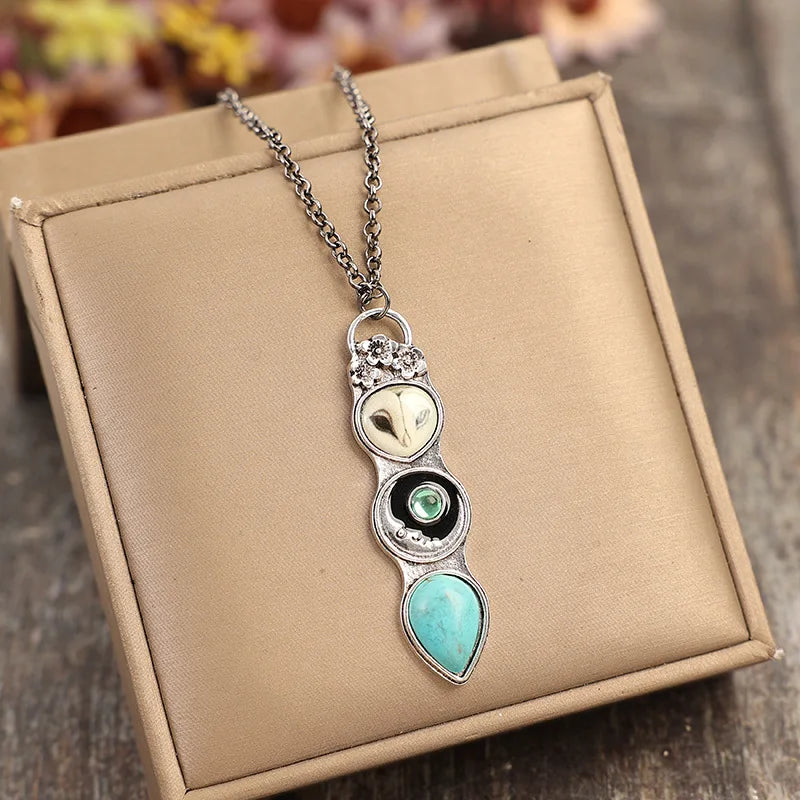 Elle — Turquoise Owl Wisdom Bar Necklace