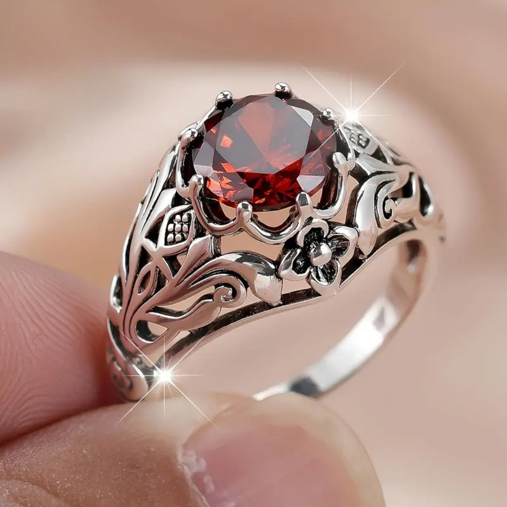 Kerttu — Red Zirconia Ring