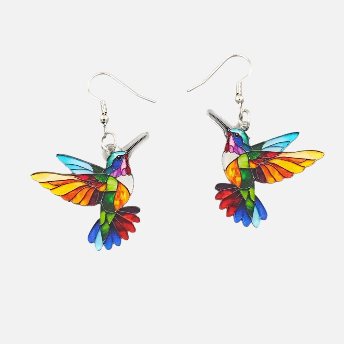 Gilda — Acrylic Hummingbird Dangle Earrings – Bright 2D Bird Design