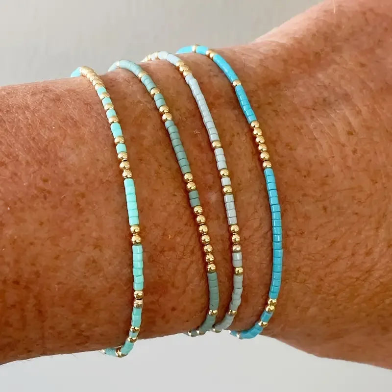 Zoe — Subtle Turquoise Beaded Bracelet Set